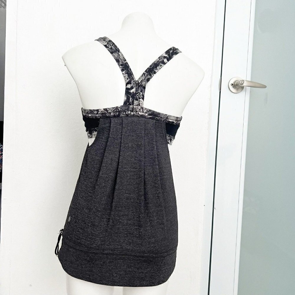 Lululemon muscle Tank top black gray Rest Less Flowabunga Size 6 - Picture 8 of 14